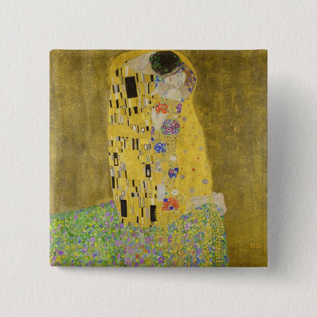 Gustav Klimt - Der Kuss Button (Vorderseite)
