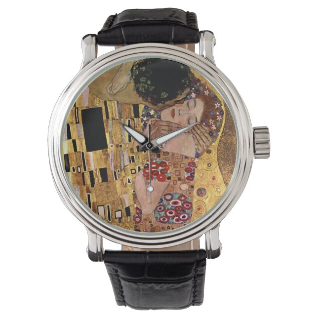 Gustav Klimt: Der Kuss (Detail) Armbanduhr (Vorderseite)
