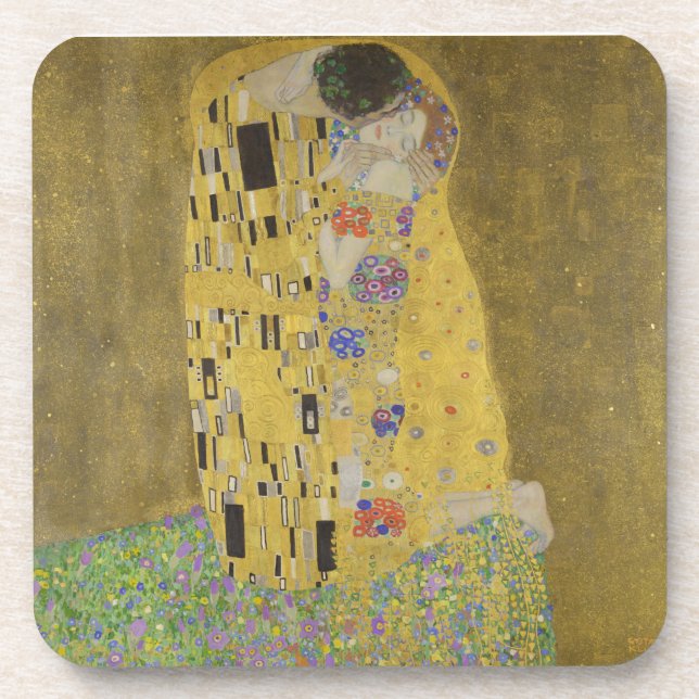 Gustav Klimt "Der Kuss" Getränkeuntersetzer (Vorderseite)