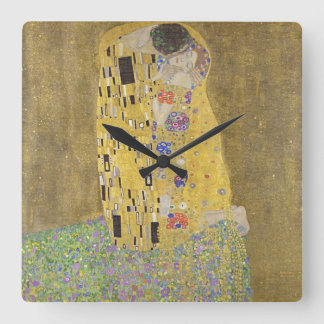 Gustav Klimt Der Kuss Gold Fine Art Quadratische Wanduhr