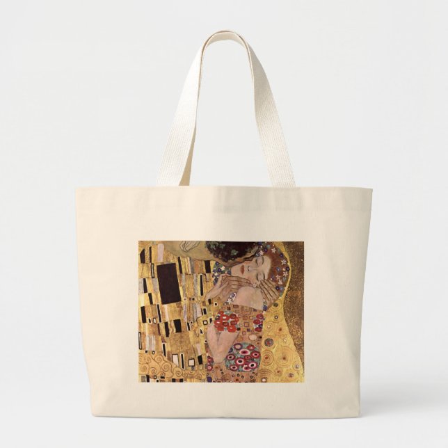 Gustav Klimt ~ der Kuss Jumbo Stoffbeutel (Vorne)