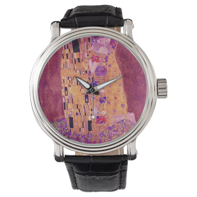 Gustav Klimt Der Kuss Lila Armbanduhr (Vorderseite)