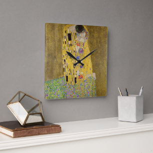 Gustav Klimt Der Kuss Meisterwerk Quadratische Wanduhr