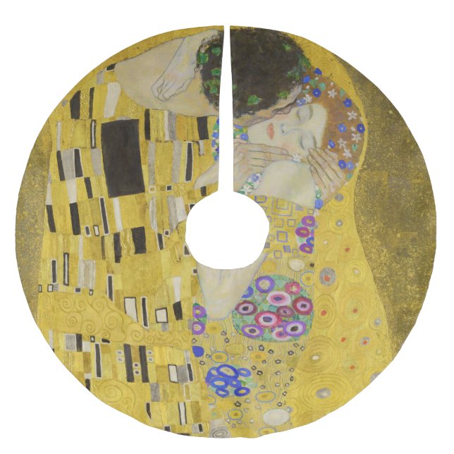 Gustav Klimt - Der Kuss Polyester Weihnachtsbaumdecke (Vorderseite)