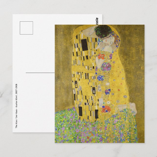 Gustav Klimt - Der Kuss Postkarte (Vorne/Hinten)