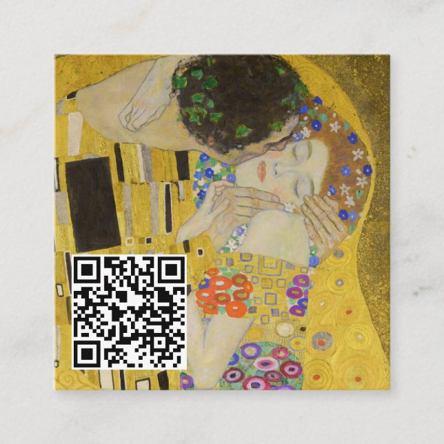 Gustav Klimt - Der Kuss - QR-Code Quadratische Visitenkarte (Vorderseite)