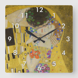 Gustav Klimt - Der Kuss Quadratische Wanduhr