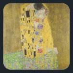 Gustav Klimt - Der Kuss Quadratischer Aufkleber<br><div class="desc">Der Kuss - Gustav Klimt 1907-1908</div>
