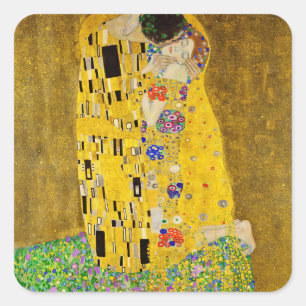 Gustav Klimt - Der Kuss Quadratischer Aufkleber