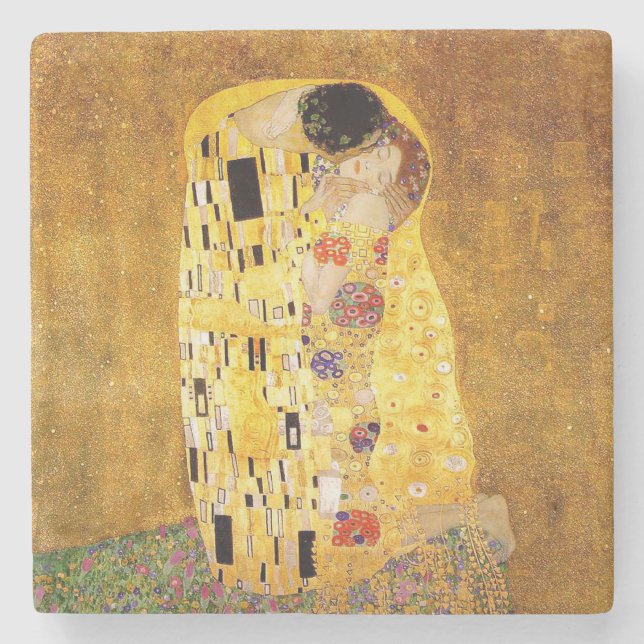 Gustav Klimt "Der Kuss" Steinuntersetzer (Vorderseite)