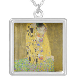 Gustav Klimt - Der Kuss Versilberte Kette