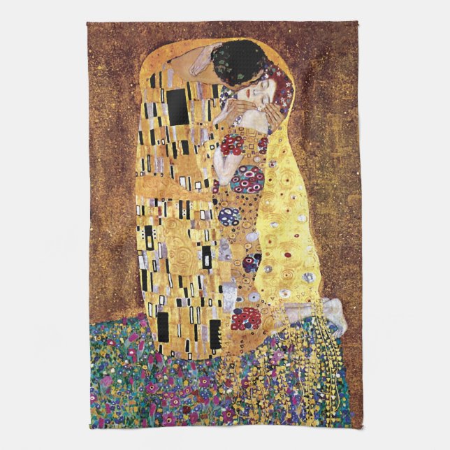 Gustav Klimt - Der Kuss - Vintager Jugendstil Handtuch (Vertikal)