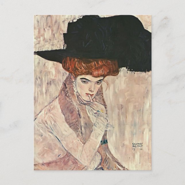 Gustav Klimt - der schwarze Feather-Hut Postkarte (Vorderseite)