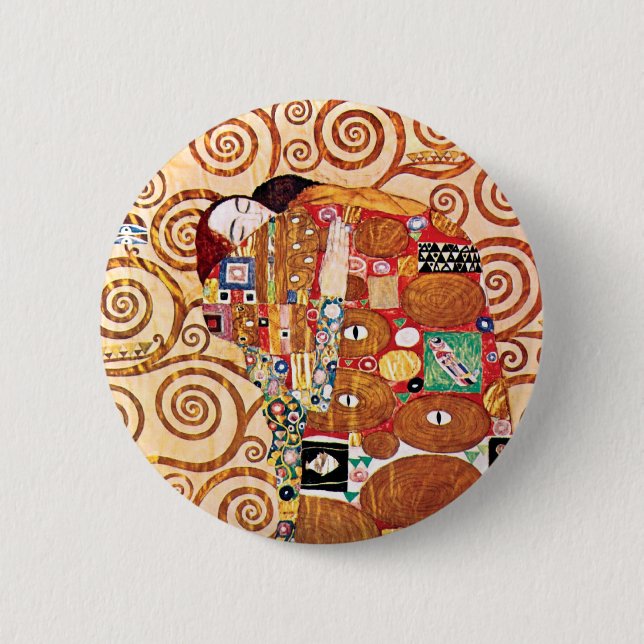Gustav Klimt - Die Embrace - Kunstmalerei Button (Vorderseite)