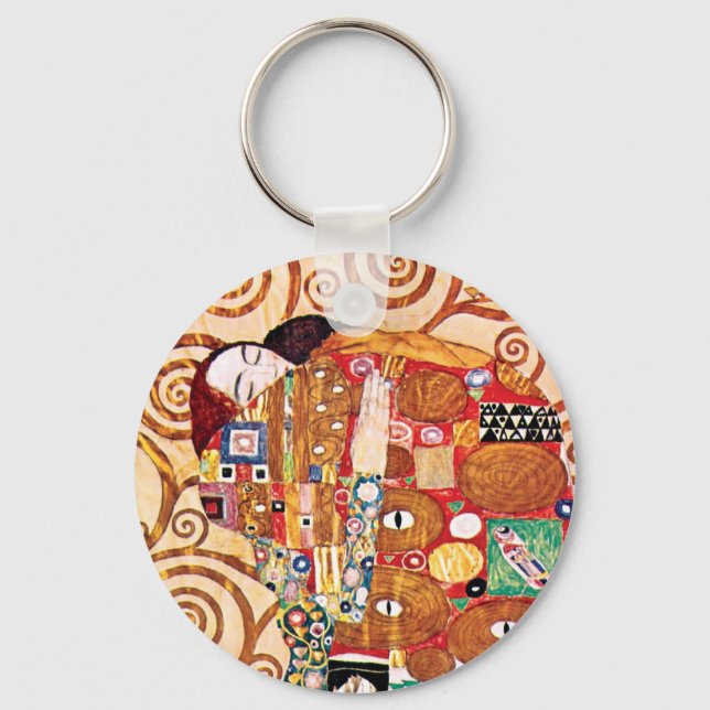 Gustav Klimt - Die Embrace - Kunstmalerei Schlüsselanhänger (Vorderseite)