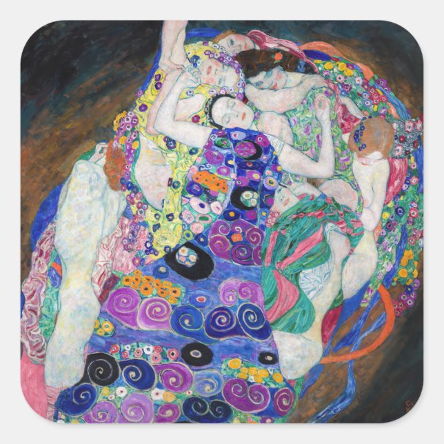 Gustav Klimt - Die Jungfrau Quadratischer Aufkleber (Vorderseite)
