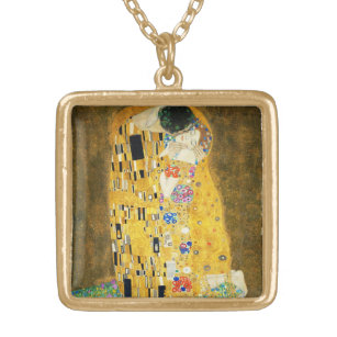 Gustav Klimt die Kuss-Vintage Kunst Nouveau Vergoldete Kette