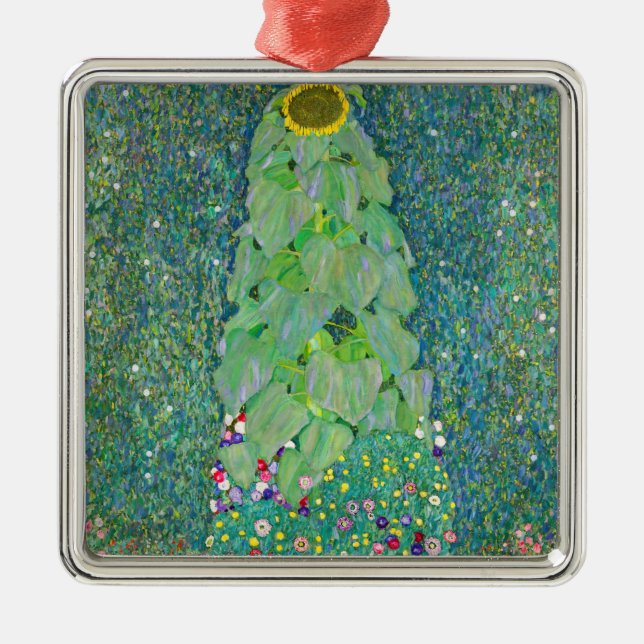 Gustav Klimt - Die Sonnenblume Ornament Aus Metall (Vorne)