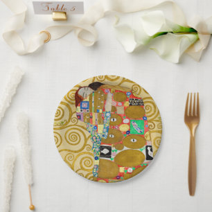 Gustav Klimt Erfüllung Nouveau Paar Pappteller