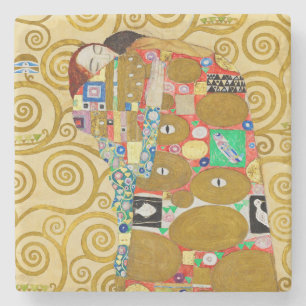 Gustav Klimt Erfüllung Nouveau Paar Steinuntersetzer