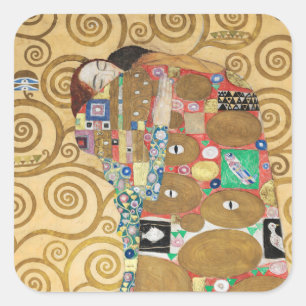 Gustav Klimt - Erfüllung, Stoclet-Fries Quadratischer Aufkleber