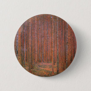 Gustav Klimt Fir Forest Tannenwald Rote Bäume Button