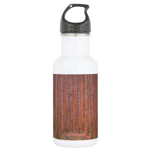 Gustav Klimt Fir Forest Tannenwald Rote Bäume Edelstahlflasche (Vorderseite)