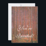 Gustav Klimt Fir Forest Tannenwald Rote Bäume Einladung<br><div class="desc">Vintager Gustav Klimt Fir Forest - Jugendstil Rote Bäume Diese wunderschöne Vintage Gemälde von Meister Gustav Klimt. Das Gemälde namens Tannenwald I zeigt uns eine wunderschöne Landschaft mit Roten Tannen, durch einen dichten Wald. Gustav Klimt fasste in diesem Landschaftsbild das Gefühl der Lebenskraft auf. Der Tannenwald wurde 1901, während der...</div>