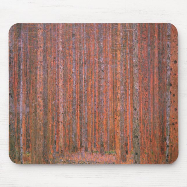 Gustav Klimt Fir Forest Tannenwald Rote Bäume Mousepad (Vorne)