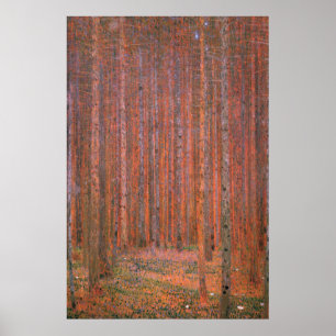 Gustav Klimt Fir Forest Tannenwald Rote Bäume Poster