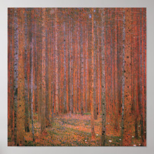 Gustav Klimt Fir Forest Tannenwald Rote Bäume Poster