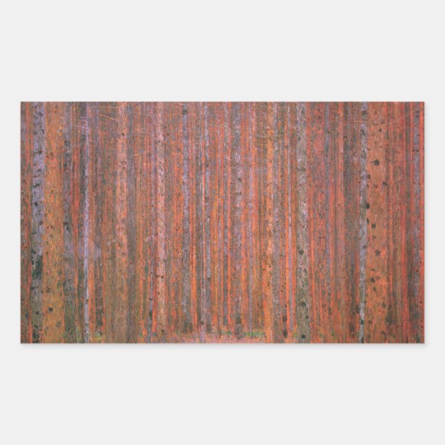 Gustav Klimt Fir Forest Tannenwald Rote Bäume Rechteckiger Aufkleber (Vorderseite)