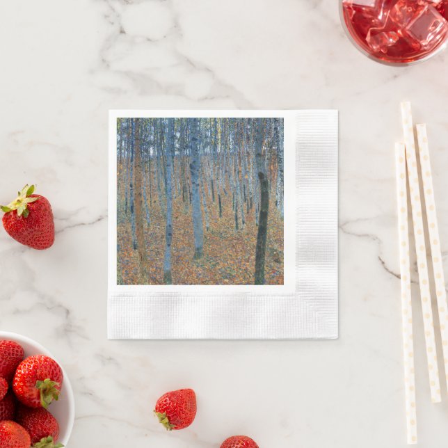 Gustav Klimt Fir Forest Tannenwald Rote Bäume Serviette (Beispiel)