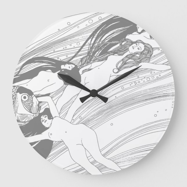 Gustav Klimt - Fischblut Surreal Japanische Kunst Große Wanduhr (Vorderseite)
