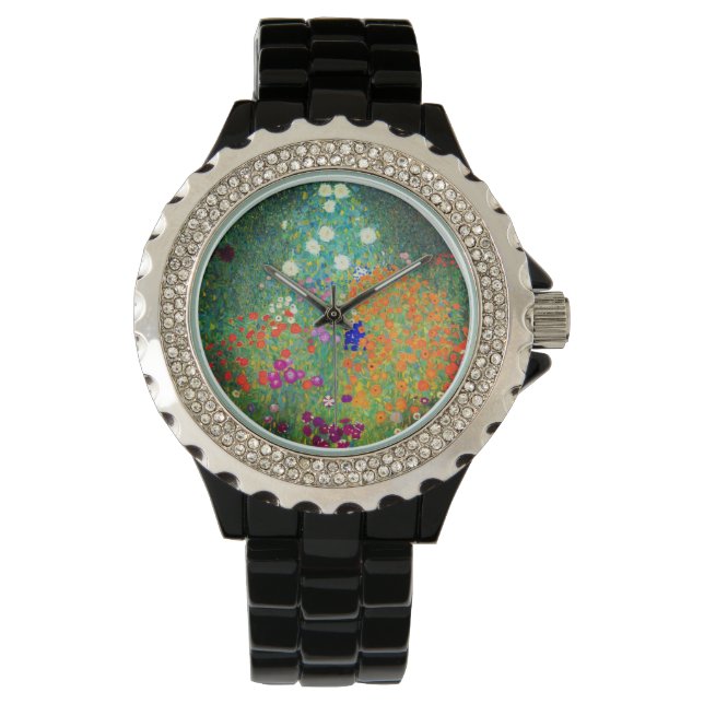 Gustav Klimt Flower Garden Armbanduhr (Vorderseite)