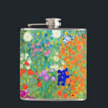Gustav Klimt Flower Garden Flachmann<br><div class="desc">Flasche mit Gustav Klimts Ölgemälde Blumengarten (1906). Ein schöner Garten mit lila, roten, weißen, blauen und orangefarbenen Blume. Ein großartiges Geschenk für Jugendliche und österreichische Kunstliebhaber.</div>