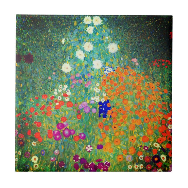 Gustav Klimt Flower Garden Fliese (Vorderseite)