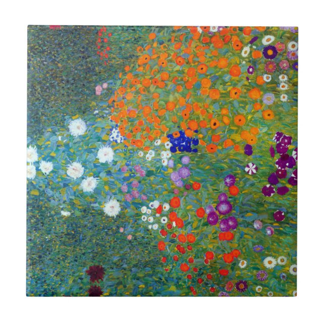 Gustav Klimt Flower Garden Fliese (Vorderseite)