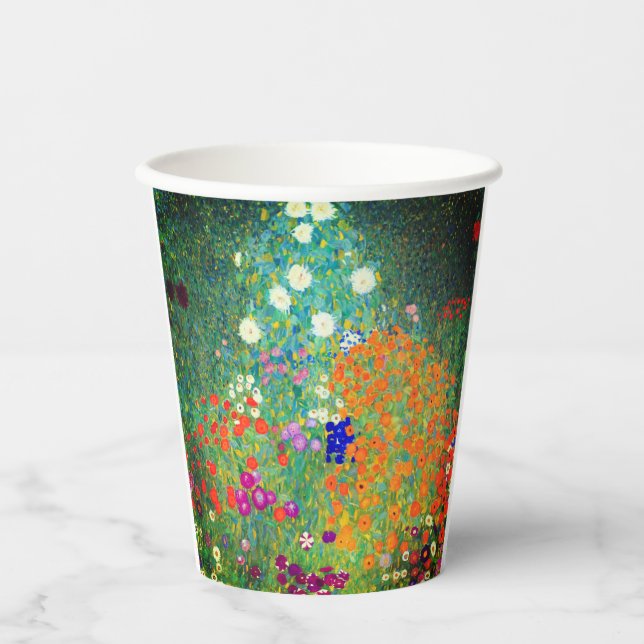 Gustav Klimt Flower Garden Pappbecher (Vorderseite)