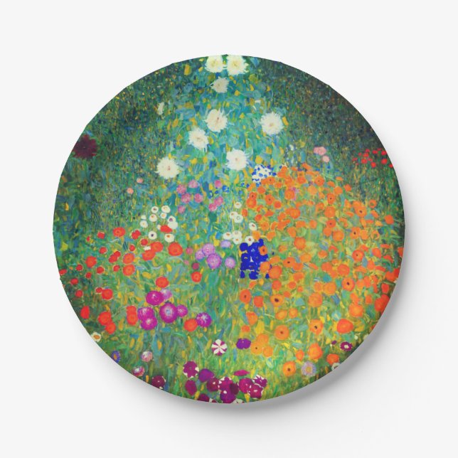 Gustav Klimt Flower Garden Pappteller (Vorderseite)