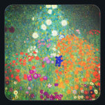 Gustav Klimt Flower Garden Quadratischer Aufkleber<br><div class="desc">Stickers mit Gustav Klimts Ölgemälde Blumengarten (1906). Ein schöner Garten mit lila,  roten,  weißen,  blauen und orangefarbenen Blume. Ein großartiges Geschenk für Jugendliche und österreichische Kunstliebhaber.</div>