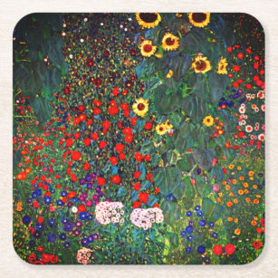 Gustav Klimt Flower Garden Rechteckiger Pappuntersetzer