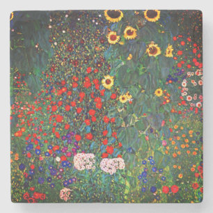 Gustav Klimt Flower Garden Steinuntersetzer