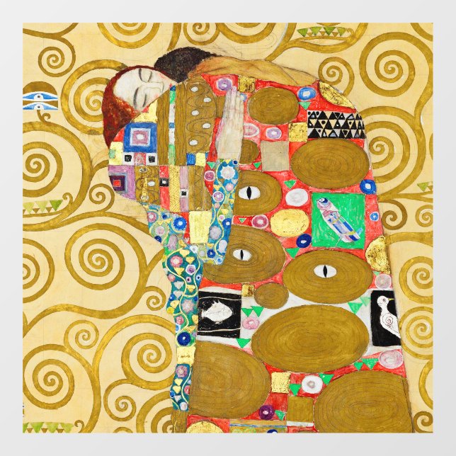 Gustav Klimt Fulfillment Nouveau Couple Fensteraufkleber (Blatt)