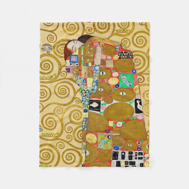 Gustav Klimt Fulfillment Nouveau Couple Fleecedecke (Vorderseite)