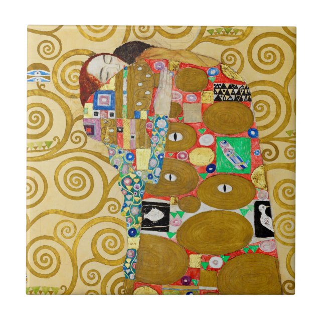 Gustav Klimt Fulfillment Nouveau Couple Fliese (Vorderseite)