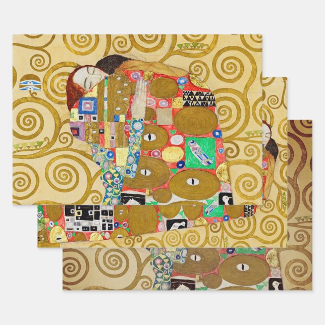 Gustav Klimt Fulfillment Nouveau Couple Geschenkpapier Set (Set)
