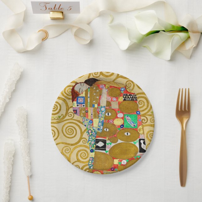 Gustav Klimt Fulfillment Nouveau Couple Pappteller (Hochzeit)