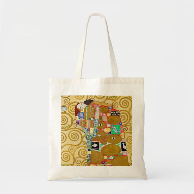 Gustav Klimt Fulfillment Nouveau Couple Tragetasche (Vorne)