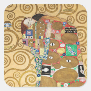 Gustav Klimt - Fulfillment, Stoclet Frieze Quadratischer Aufkleber